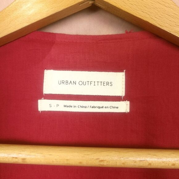 Urban Outfitters Textured Long Sleeve Frock Dress Red Size Small - Picture 6 of 10